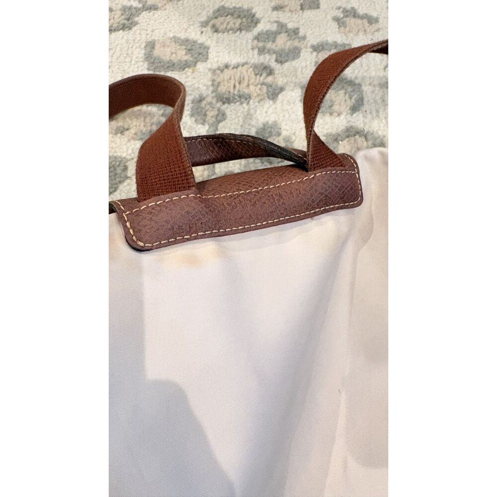 Longchamp Le Pliage Nylon Canvas Backpack Black Authentic Tan Beige - Picture 9 of 10
